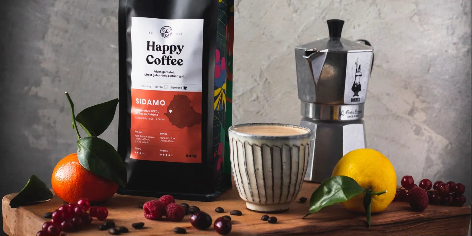 Äthiopien Kaffee: Sidamo Espresso von Happy Coffee
